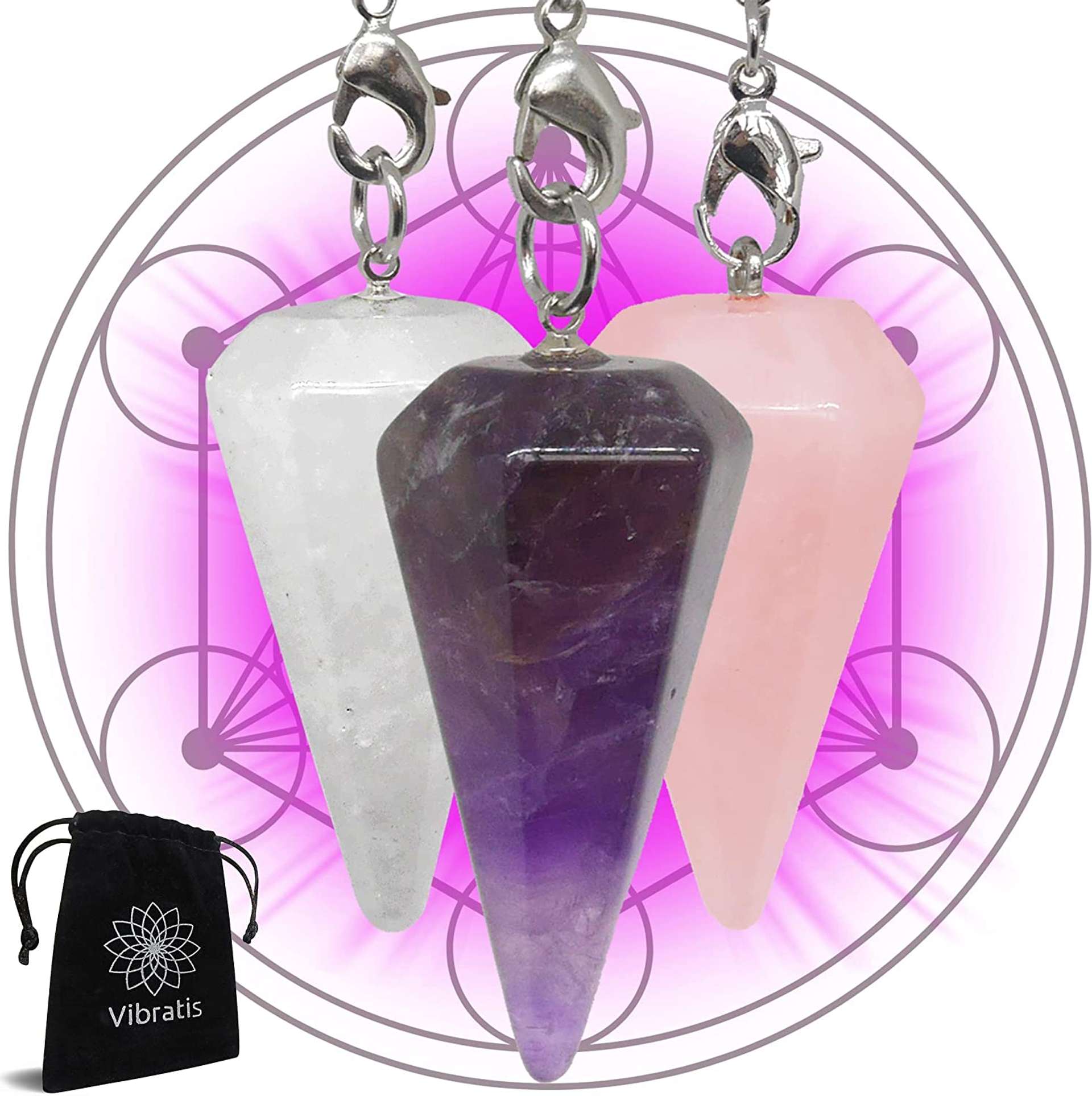 Lot 3 pendules divinatoires Vibratis